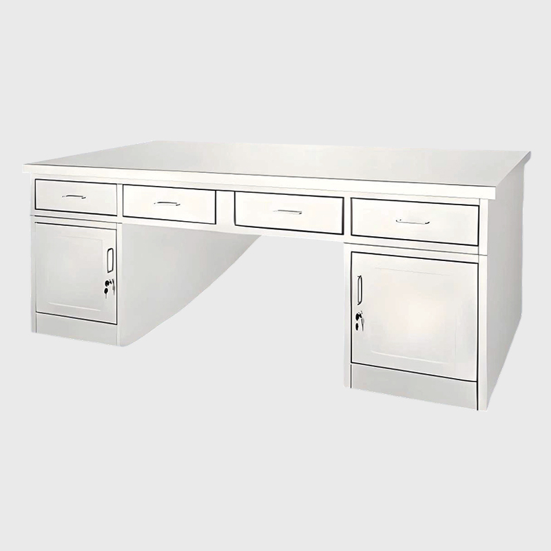 Sairaalan ruostumattomasta teräksestä valmistettu työpöytä laatikoilla